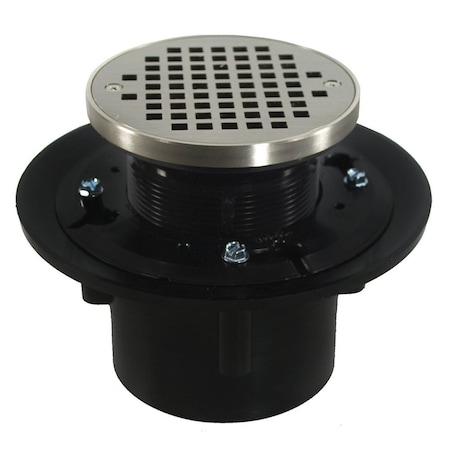 Jones Stephens 2in. x 3in. ABS Drain with 6in. Nickel Bronze Strainer and Grout Ring and 8-1/2in Pan D49086